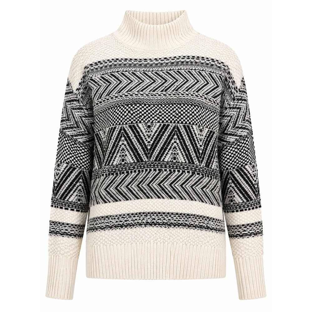 Charter Club Sweater Womens XL Black White Geometric Mock Neck Cozy Knit